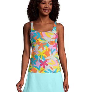 NWT Lands' End Womens Square Neck Tankini Top Turquoise Size 12 $80 FLG158